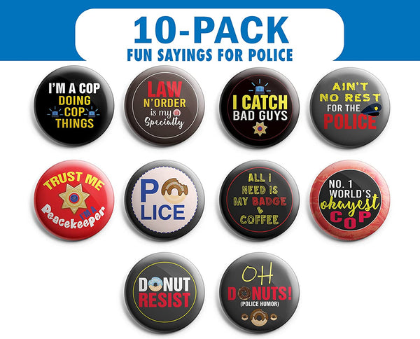 I am a Police Pinback Buttons (1-Set X 10 Buttons)