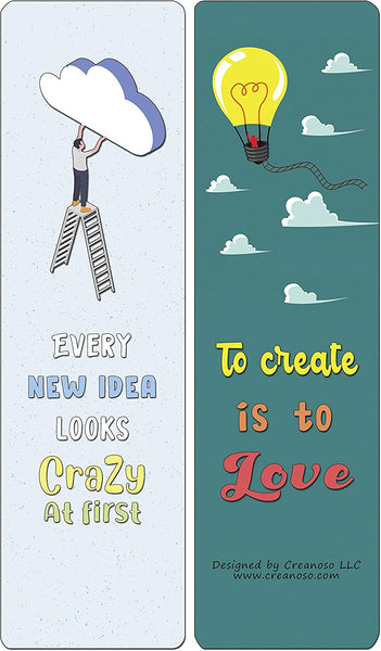 Creanoso Creativity Quotes Bookmarks (30-Pack) - Classroom Reward Incentives for Students and Children - Stocking Stuffers Party Favors & Giveaways for Teens & Adults