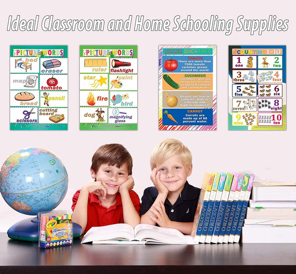Creanoso Children Pre-School Elementary Educational Learning Posters (18-Pack with 36 Subjects)