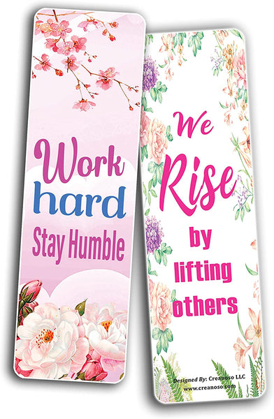 Creanoso Inspirational Quotes with Flowers Bookmarks (2-Sets X 6 Cards) â€“ Daily Inspirational Card Set â€“ Interesting Book Page Clippers â€“ Great Gifts for Kids and Teens