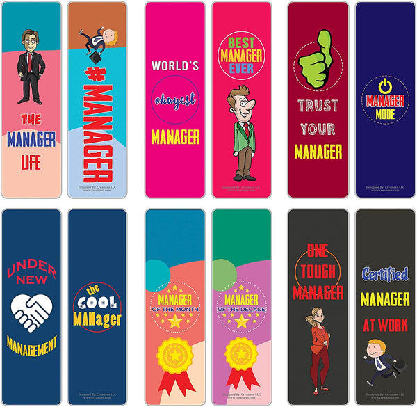 Creanoso I am a Manager Bookmarks (2-Sets X 6 Cards) â€“ Daily Inspirational Card Set â€“ Interesting Book Page Clippers â€“ Great Gifts for Adults and Teens