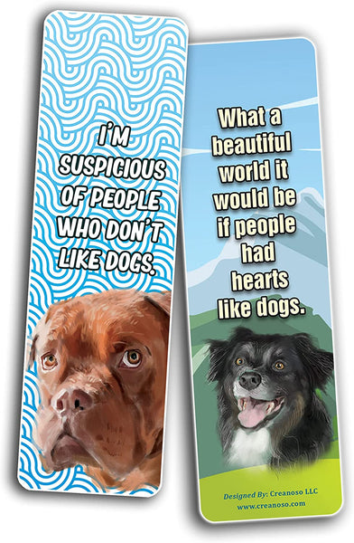 Creanoso Dog Lover Quotes Bookmarks (5 Sets x 6 Cards) â€“ Daily Inspirational Card Set â€“ Interesting Book Page Clippers â€“ Great Gifts for Kids and Teens
