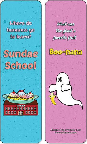 Creanoso Banana Jokes Bookmarks (60-Pack) - Perfect Gift Idea for Birthdays, Graduation, Christmas, & Weddings - Stocking Stuffers and Classroom Rewards Incentives