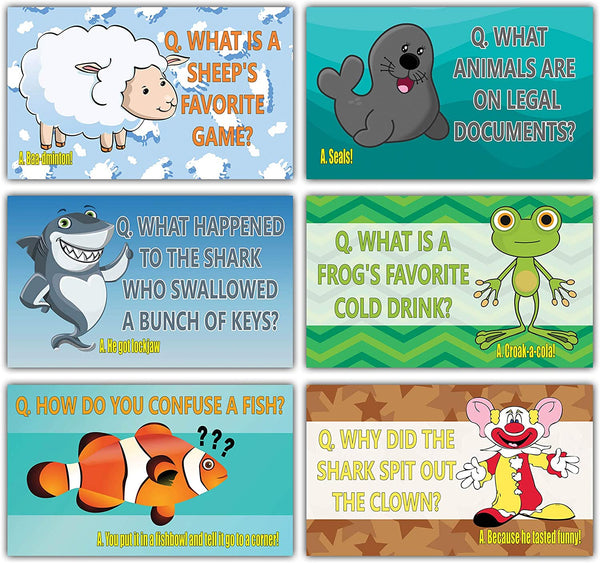 Sea and Land Creatures Lunch Box Note Cards (60-Pack) Ã¢â‚¬â€œ Cool and Funny Jokes Cards - Assorted Language Cards Gift Set for Kids, Teens, Boys & Girls Ã¢â‚¬â€œ Unique School Classroom Rewards Incentives