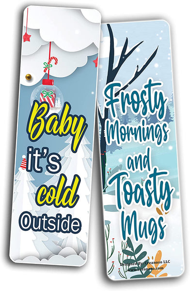 Creanoso Winter Bookmarks Bookmarks (5-Sets X 6 Cards) â€“ Daily Inspirational Card Set â€“ Interesting Book Page Clippers â€“ Great Gifts for Adults and Teens