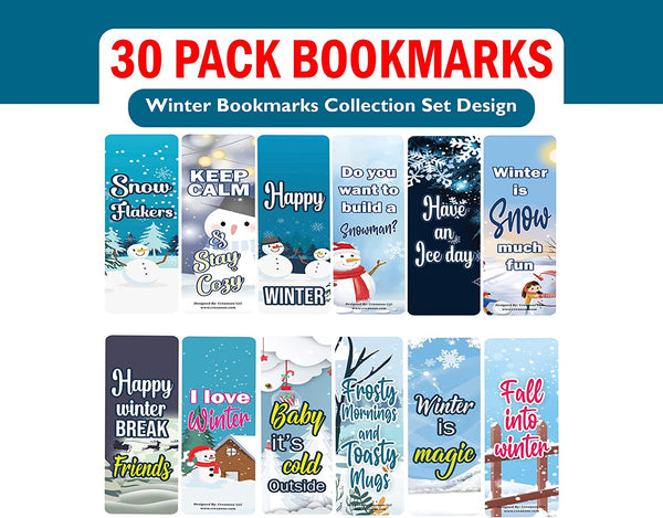 Creanoso Winter Bookmarks Bookmarks (5-Sets X 6 Cards) â€“ Daily Inspirational Card Set â€“ Interesting Book Page Clippers â€“ Great Gifts for Adults and Teens