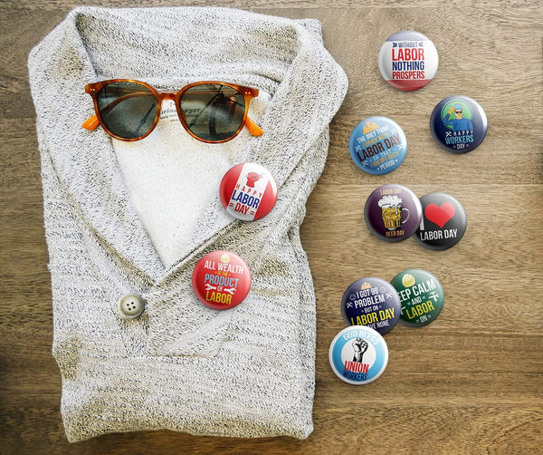 labor day button pins (1-Set X 10 Buttons)