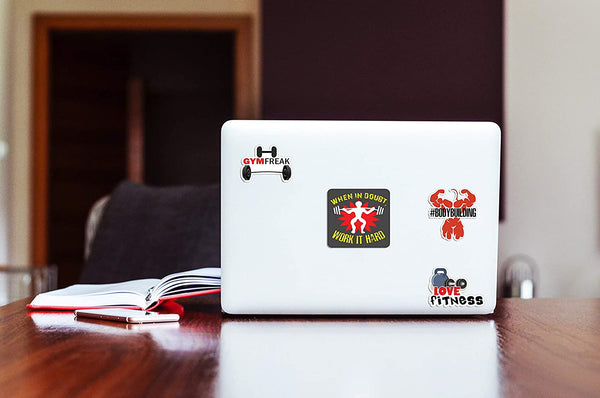 Creanoso Vinyl PVC Gym Fitness Stickers (6-Sheets) - Medium A6 Size approx. 4 x 4 inches DIY decoration decal for any flat surface laptops, skateboards, luggage, cars, bumpers, bikes, bicycles