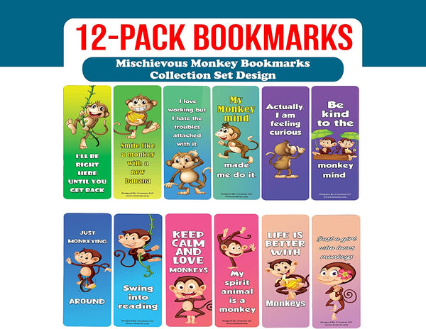 Mischievous Monkey Bookmarks (2-Sets X 6 Cards)