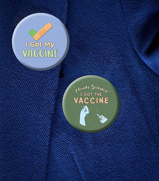 I Got My Vaccine Pin Buttons (1 Set X 10 Designs)