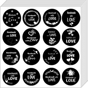 Creanoso Handmade with Love Stickers - Black and White (10-Sheet) - Stocking Stuffers for Adults and Children - Home and School Supplies Teacher Classroom Incentives Gift