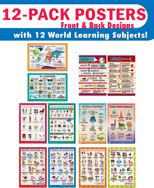 Creanoso Word Facts Learning Posters (12-Pack) - Bulk Educational Teaching Supply