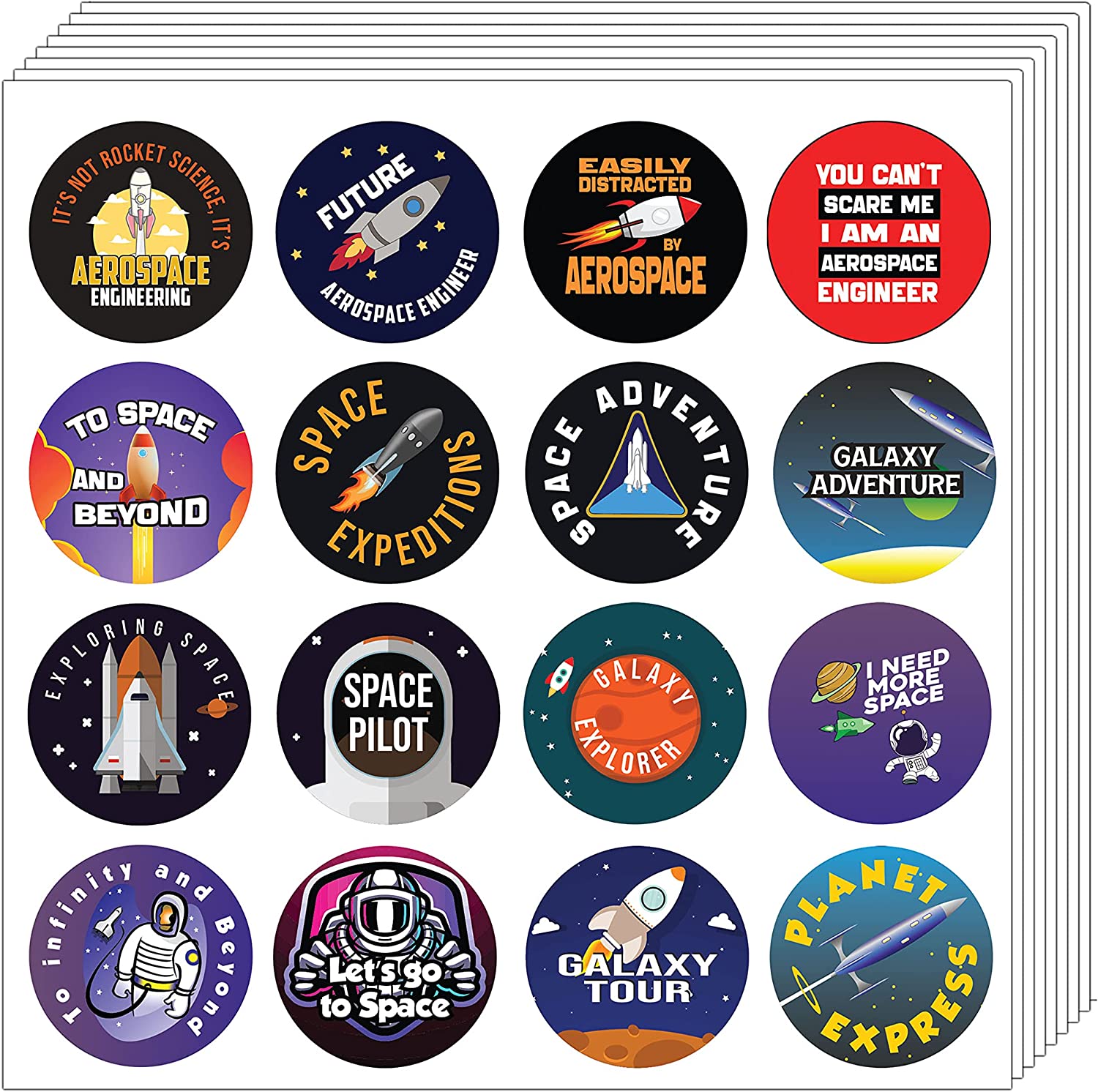 Creanoso Aerospace Stickers (20 Sets X 16 Designs) â€“ Sticker Card for Kids â€“ Awesome Stocking Stuffers Gifts for Boys & Girls â€“ Classroom Home Rewards Enticements
