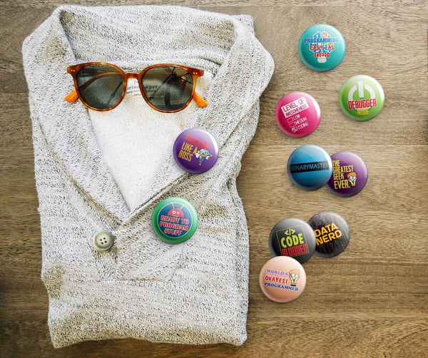 Creanoso I am a Programmer Pinback Buttons (1 Set x 10 Buttons) - Stocking Stuffers Premium Quality Gift Ideas for Children, Teens, & Adults - Corporate Giveaways & Party Favors