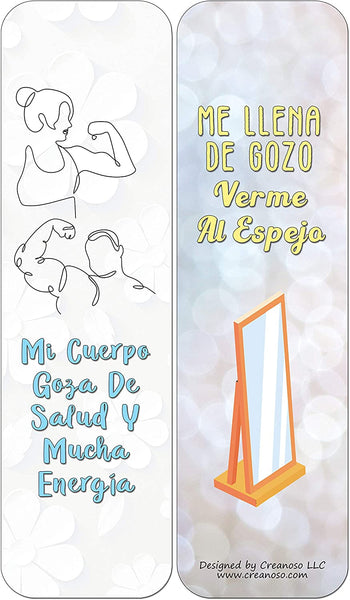 Creanoso Spanish Afirmaciones Positivas Bookmarks Cards Series 3 (12-Pack)- Positividad Corporal