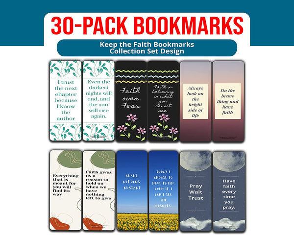 Creanoso Keep the Faith Bookmarks (5-Sets X 6 Cards) â€“ Daily Inspirational Card Set â€“ Interesting Book Page Clippers â€“ Great Gifts for Adults and Teens
