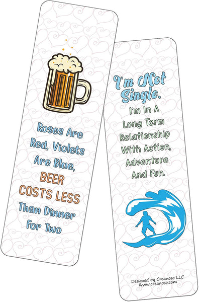 Creanoso Funny Single Bookmarks (30-Pack) - Reward Incentives for Students and Children - Stocking Stuffers Party Favors & Giveaways for Teens & Adults