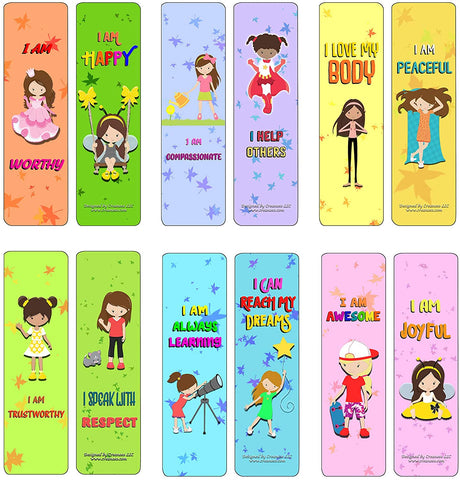 Creanoso Inspirational Cards Bookmarks for Girls - Life Changing Affirmations Encouragement (60-Pack) - Six Bulk Assorted Card Designs ÃƒÂ¢Ã¢â€šÂ¬Ã¢â‚¬Å“ Book Reading Giveaways