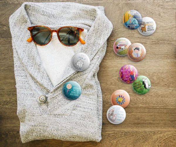 Creanoso Funny Adulthood Button Pins (1-Set X 10 Buttons) - Stocking Stuffers Premium Quality Gift Ideas for Children, Teens, & Adults - Corporate Giveaways & Party Favors