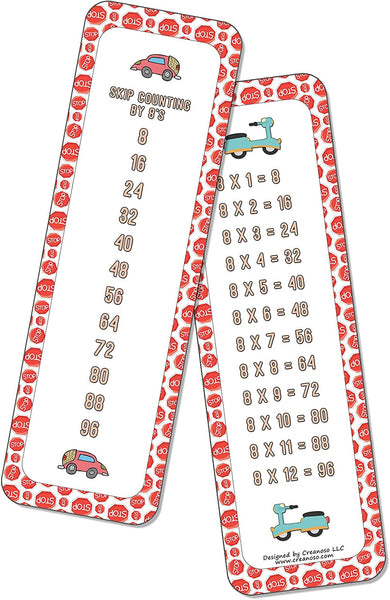 Skip Counting Chart Bookmark Cards - Vehicle Transportation Theme (6-Set X 6 Cards)
