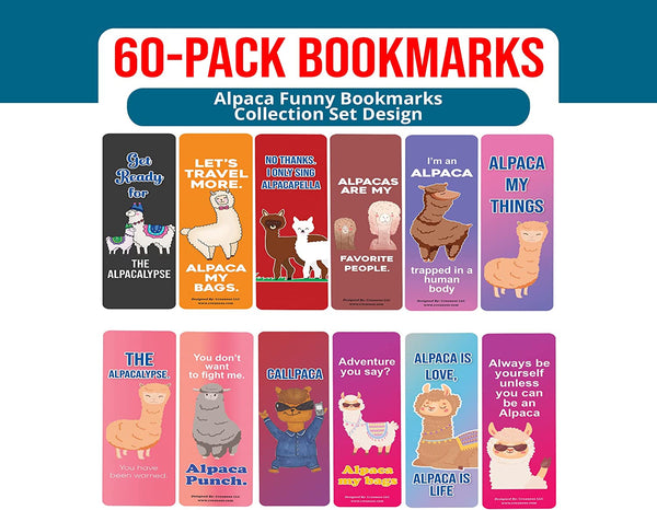 Alpaca Funny Bookmarks (10-Sets X 6 Cards)