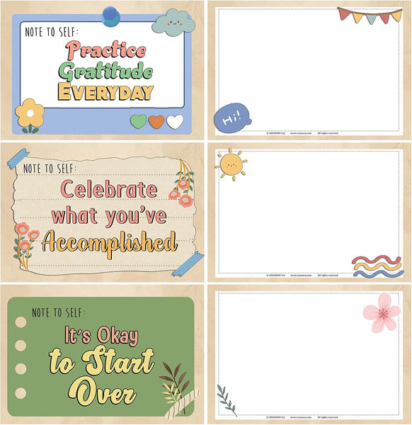Creanoso Note to Self - Self Care Postcards (1 Set X 12 Designs) - Unique Cool Giveaways for Kids, Adults, Boys,Girls,Womenâ€“ Great Greeting Cards Collection Set