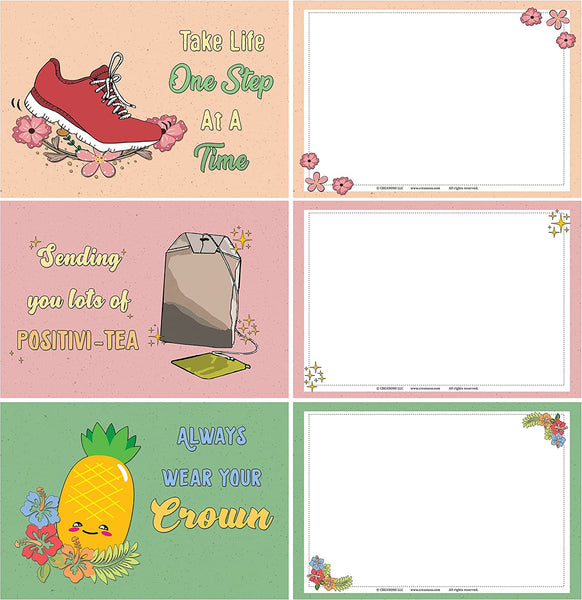 Creanoso Positivity Pun Postcards (12-Pack) - Unique Cool Giveaways for Teens and Adults