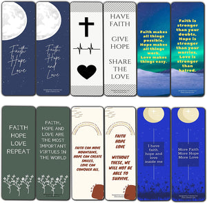 Creanoso Faith, Hope and Love Bookmarks (2-Sets X 6 Cards) â€“ Daily Inspirational Card Set â€“ Interesting Book Page Clippers â€“ Great Gifts for Adults and Teens