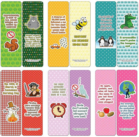 Creanoso Funny Facts Bookmarks - Series 2 (60-Pack) - Premium Quality Gift Ideas for Children, Teens, & Adults for All Occasions - Stocking Stuffers Party Favor & Giveaways