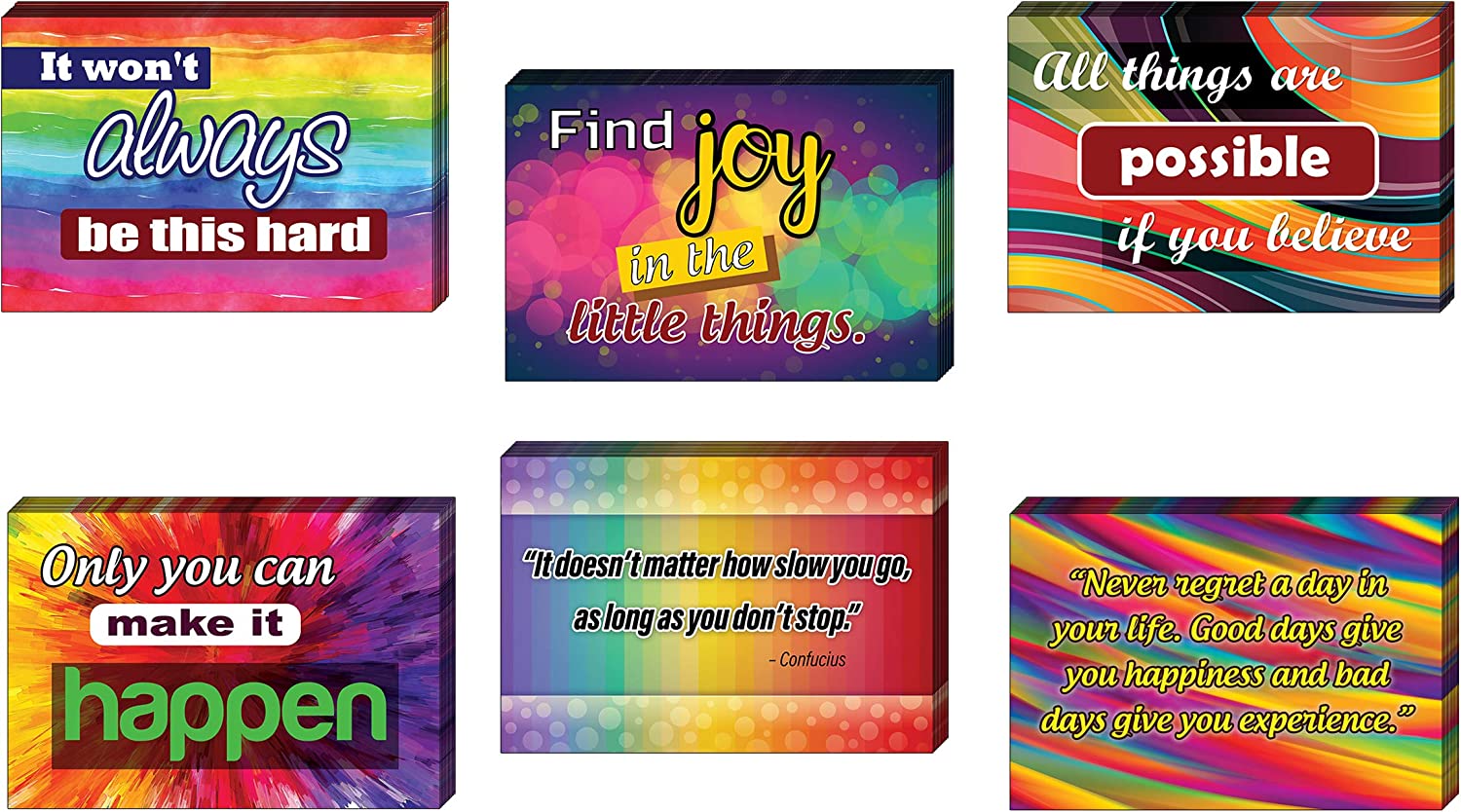 Colorful Uplifting Positive Postcards (12 Pack) - Unique Cool Giveaways for Kids, Adults, Boys,Girls,Womenâ€“ Great Greeting Cards Collection Set