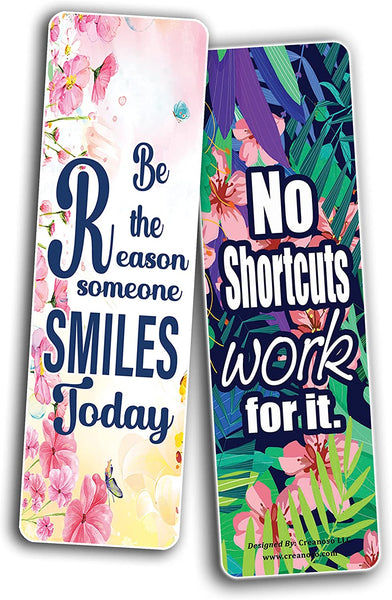 Creanoso Inspirational Quotes with Flowers Bookmarks (2-Sets X 6 Cards) â€“ Daily Inspirational Card Set â€“ Interesting Book Page Clippers â€“ Great Gifts for Kids and Teens