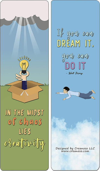 Creanoso Creativity Quotes Bookmarks (30-Pack) - Classroom Reward Incentives for Students and Children - Stocking Stuffers Party Favors & Giveaways for Teens & Adults