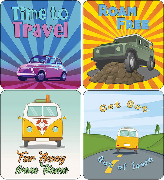 Creanoso Road Trip Stickers - 12 Stickers x 2 Sets (6-Sheets) - Classroom Reward Incentives for Students and Children - Stocking Stuffers Party Favors & Giveaways for Teens & Adults