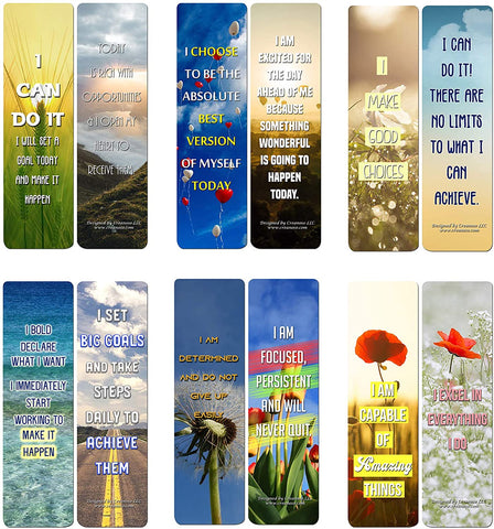 Creanoso Positive Encouragement Bookmarks - Success Motivational (60-Pack) - Premium Design Gift Set for any Occasions - Perfect Party favors and Business Giveaways