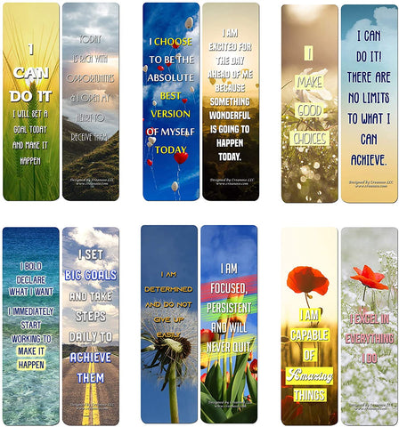 Creanoso Positive Encouragement Bookmarks - Success Motivational (30-Pack) - Unique Wall Art Decal Set for Kids and Adults - Premium Quality Cards - Long Lasting and Durable