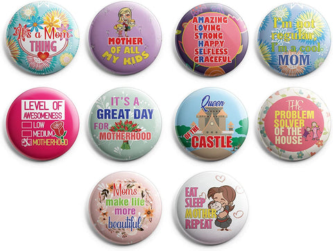 I Am A Caring Mother Pinback Buttons (1-Set X 10 Buttons)