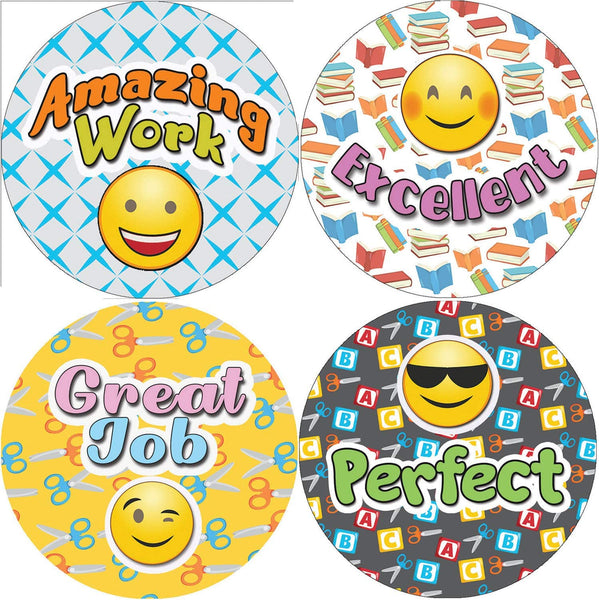 Creanoso Emoji Teacher Grading Stickers (10-Sheet) - Assorted Designs for Children - Classroom Reward Incentives for Students - Stocking Stuffers Party Favors & Giveaways