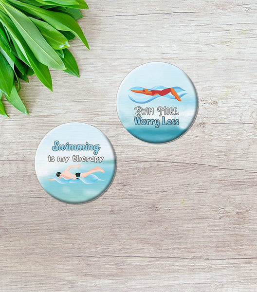 Creanoso Swimming Pin buttons (1 X 10 Designs) - Stocking Stuffers Premium Quality Gift Ideas for Children, Teens, & Adults - Corporate Giveaways & Party Favors