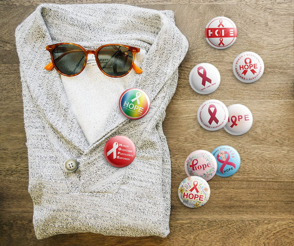 Hope Ribbon Pin Back Buttons Pins (1-Set X 10 Buttons)