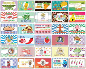 Creanoso Food Puns Lunchbox Funny Jokes Flashcards (120-Pack) â€“ Assorted Informational Giveaways Learning Cards â€“ Unique Stocking Stuffers Gifts for Boys & Girls â€“ Teaching Learning Material