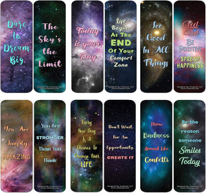 Creanoso Galaxy Motivational Bookmarks Cards Series 3 (60-Pack) - Premium Quality Gift Ideas for Children, Teens, & Adults for All Occasions - Stocking Stuffers Party Favor & Giveaways