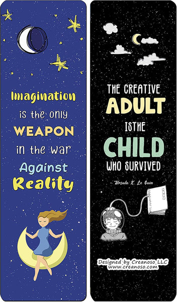 Creanoso Creativity Quotes Bookmarks (30-Pack) - Classroom Reward Incentives for Students and Children - Stocking Stuffers Party Favors & Giveaways for Teens & Adults