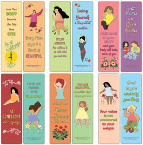 Creanoso Body Positivity for Women Bookmarks (30-Pack) - Assorted Designs for Women - Premium Quality Gift Ideas - Stocking Stuffers Party Favors & Giveaways for Teens & Adults