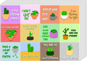 Creanoso Cactus and Succulents Quotes Stickers (20-Sheet) â€“ Premium Gift Set for Men Women Teens â€“ Wall Table Surface DÃ©cor Art Decal â€“ DIY Projects â€“ Cool Stocking Stuffers Gifts â€“ Great Giveaways