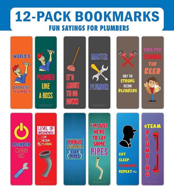 Creanoso I am a Plumber Bookmarks (2-Sets X 6 Cards) â€“ Daily Inspirational Card Set â€“ Interesting Book Page Clippers â€“ Great Gifts for Adults and Teens