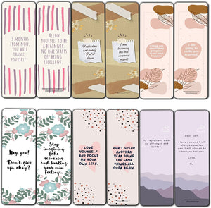 Creanoso Self-Appreciation Bookmarks (10-Sets X 6 Cards) â€“ Daily Inspirational Card Set â€“ Interesting Book Page Clippers â€“ Great Gifts for Adults and Teens