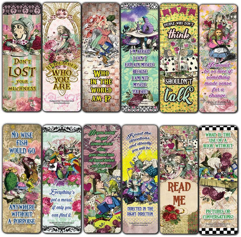 Alice in Wonderland Bookmarks Series 3 (30-Pack)-Stocking Stuffers Gift for Archers, Men, Women, Adults Ã¢â‚¬â€œ Gift Tokens Collection Set