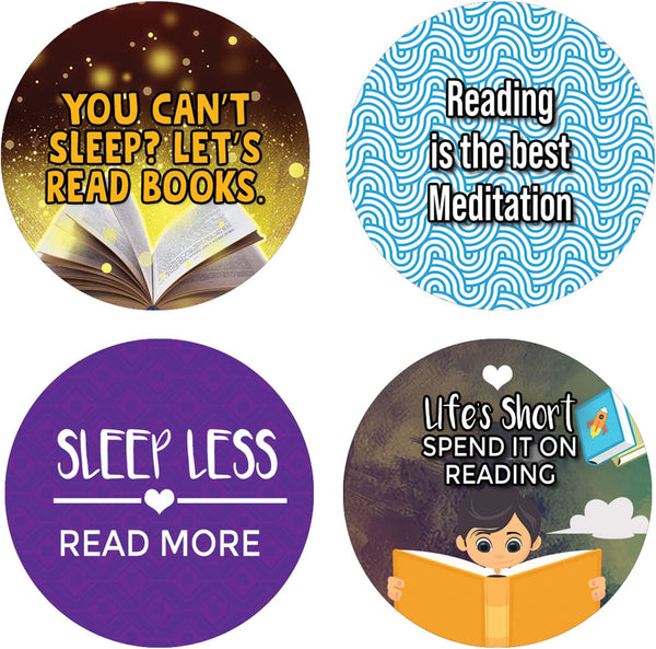 Creanoso Read More Sleep Less Round Stickers (5 Sets X 16 Designs) â€“ Sticker Card Giveaways for Kids â€“ Awesome Stocking Stuffers Gifts for Boys & Girls â€“ Classroom Home Rewards Enticements