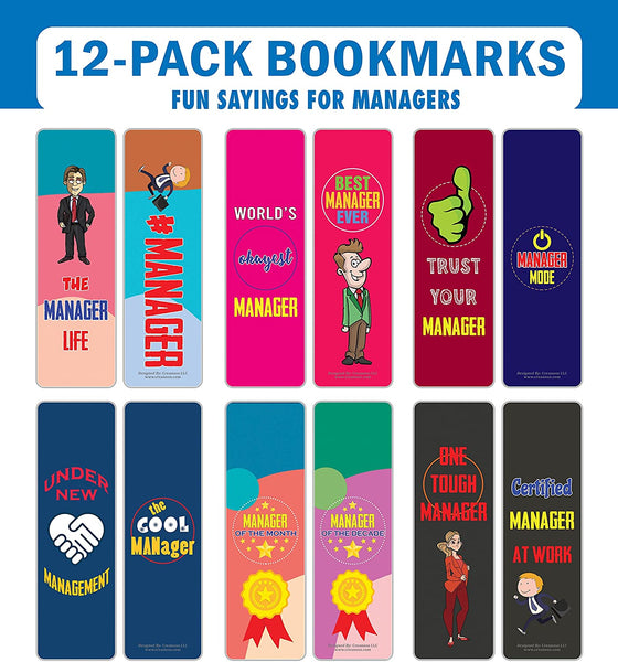 Creanoso I am a Manager Bookmarks (2-Sets X 6 Cards) â€“ Daily Inspirational Card Set â€“ Interesting Book Page Clippers â€“ Great Gifts for Adults and Teens