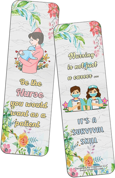 Creanoso Motivation Nurse Life Quotes Bookmarks (10-Sets X 6 Cards) â€“ Interesting Book Page Clippers â€“ Great Gifts for Adults and Teens